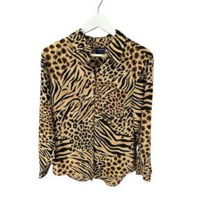 Liz‎ Claiborne Leopard Print Button Up Blouse PS